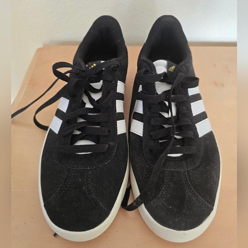 Adidas LADIES Black Sneakers with White Stripes